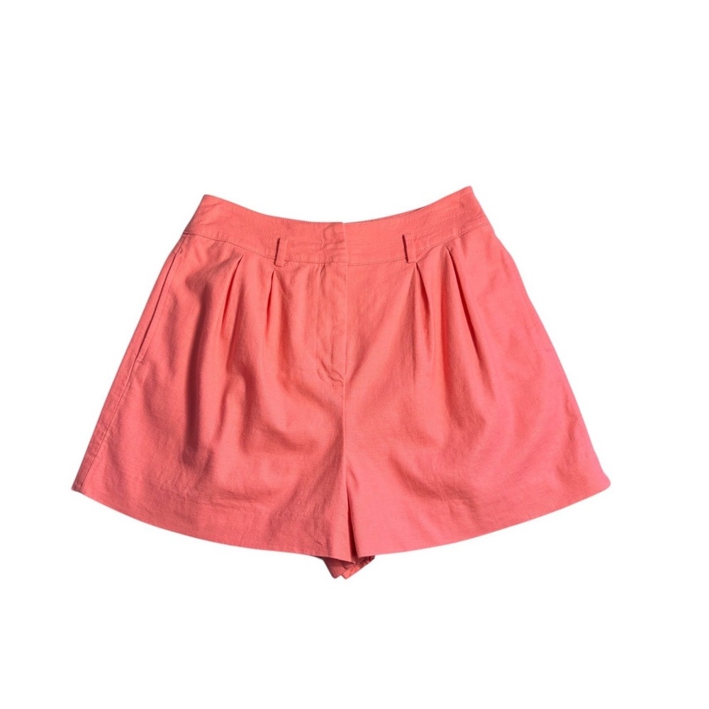 Open Edit Pink Ginger High Rise Linen Blend Pleated Shorts Women's 6‎ Sample NEW